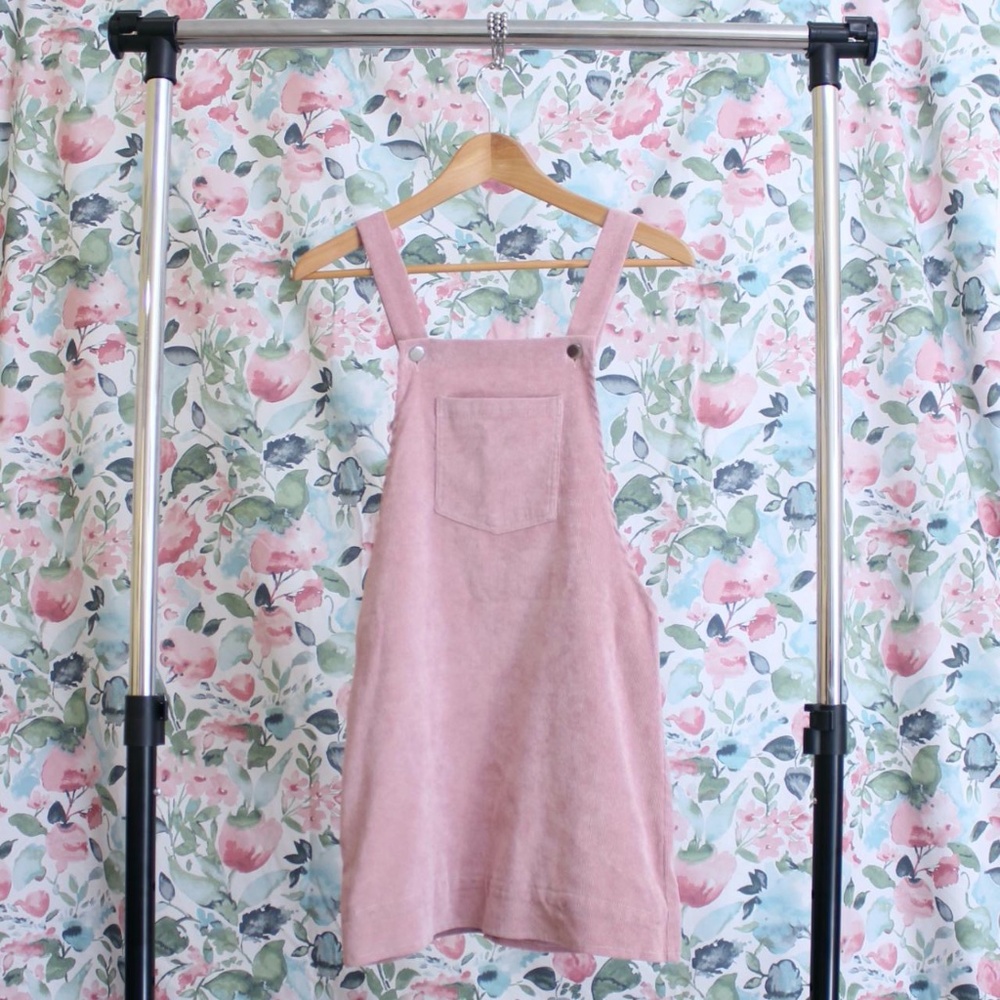pink overall dress